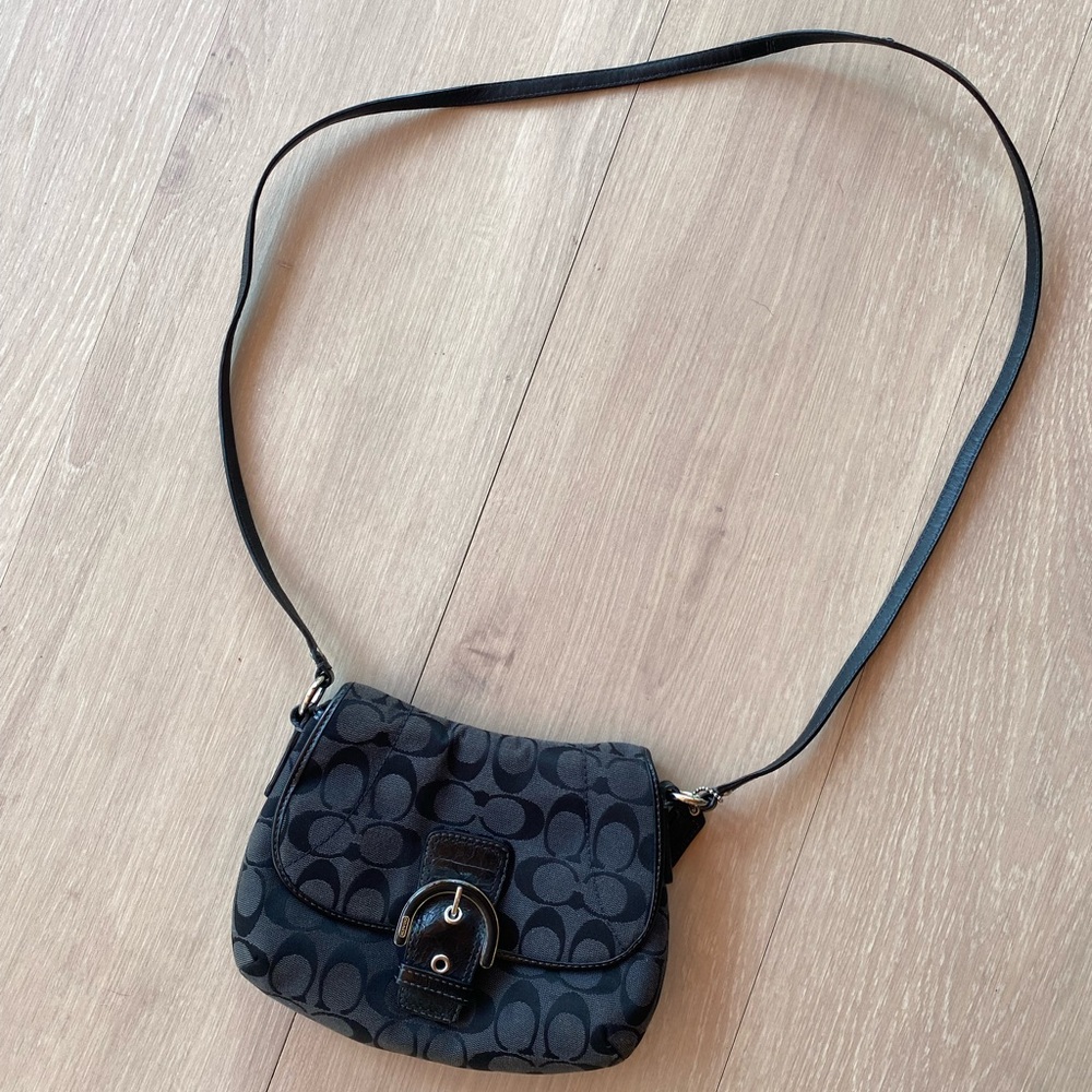 Coach Black Signature Jacquard Small Flap Crossbody Bag